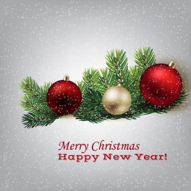 Noel oyuncaklar ve çam dalları ile bayram arka plan