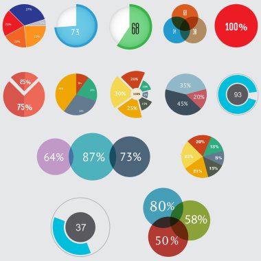 Infographic elemanları, pasta grafiği simgesi, iş öğeleri ve istatistiklerini ayarla