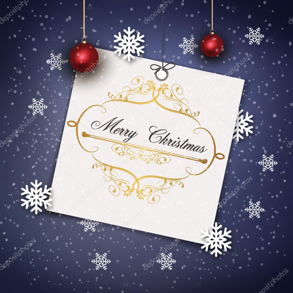greeting card with a background made of snowflakes