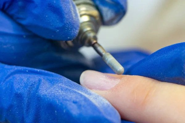 Manicure Process Cleaning Nails Milling Cutter Close — Stock Photo, Image