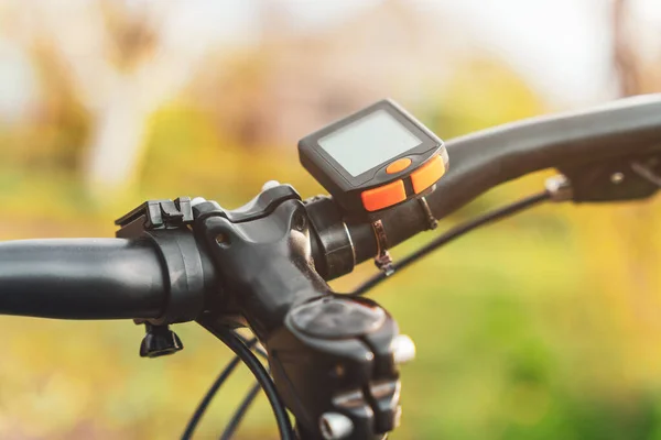 Bicycle Computer Mounted Bicycle Handlebar — Stock Photo, Image