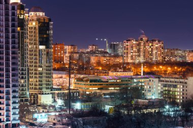 Gece kenti Odessa Ukrayna 'nın en iyi manzarası.