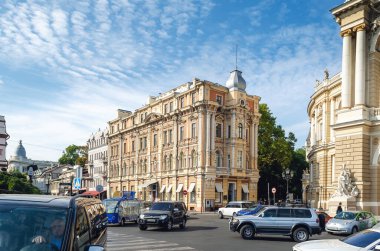 Odessa, Ukrayna, 24 Eylül 2019: Odessa Navrotsky Evi 'nin tarihi mimarisi