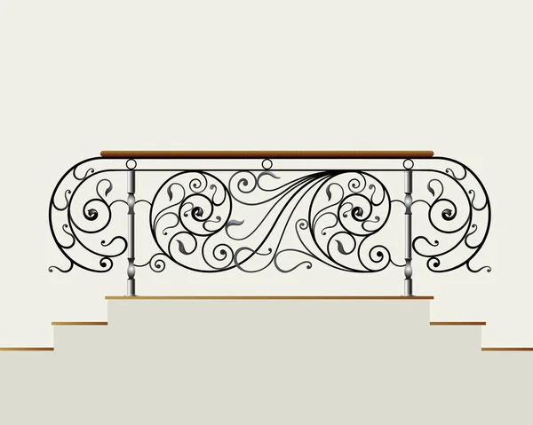 Scala Vettoriale Forgiata Con Ornamento Floreale — Vettoriale Stock