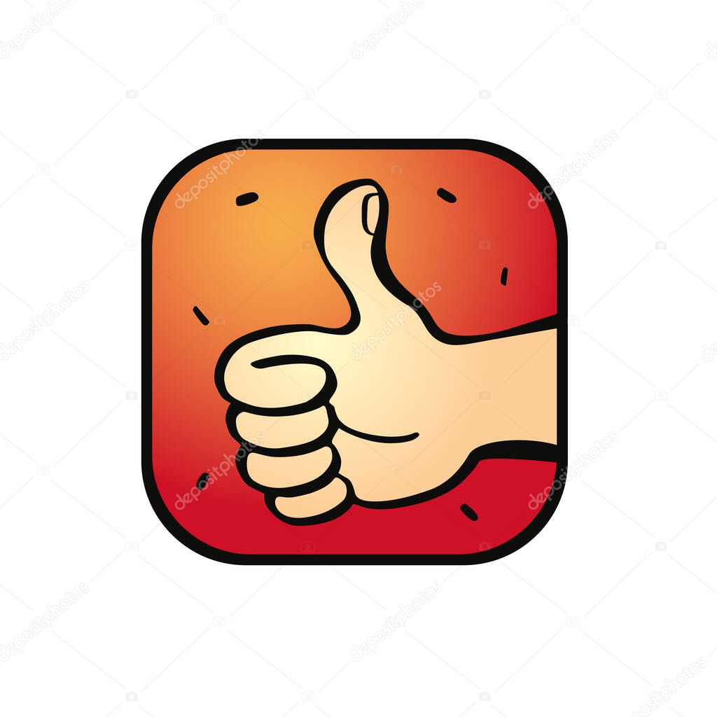 flat outline decorated hand like icon isolated on white background. Social media flat sign, web infographics. Vector illustration
