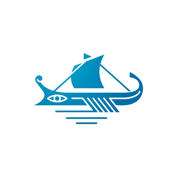 Antika Gemi Triera Basit Logotip — Stok Vektör