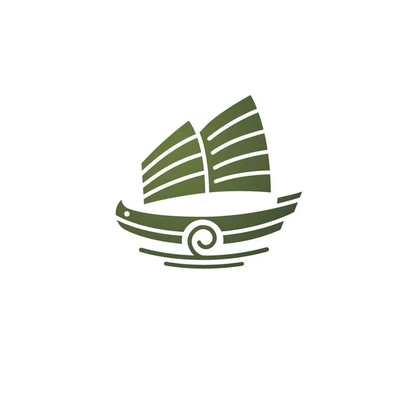 China Segelschiff Junk Einfaches Logo — Stockvektor