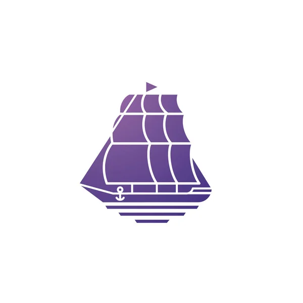 Klasik Yelkenli Gemi Basit Logotyp — Stok Vektör
