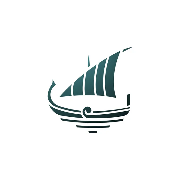 Klassisches Schiff Fischerboot Einfacher Schriftzug — Stockvektor