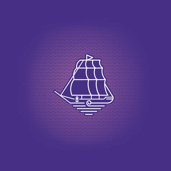 Klassisches Segelschiff Einfacher Schriftzug — Stockvektor