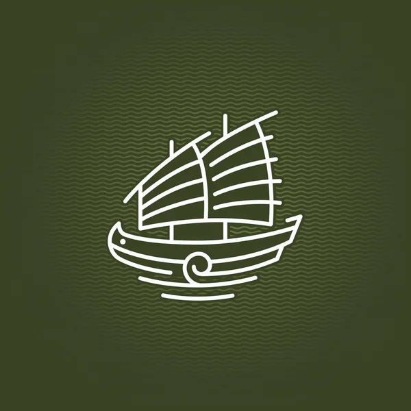 China Segelschiff Junk Einfaches Logo — Stockvektor