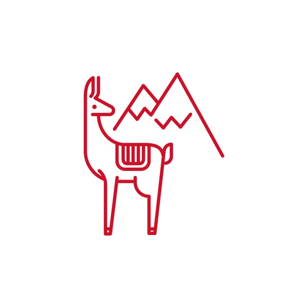 Dibujo Lineal Estilizado Llama Alpaca Guanaco — Vector de stock