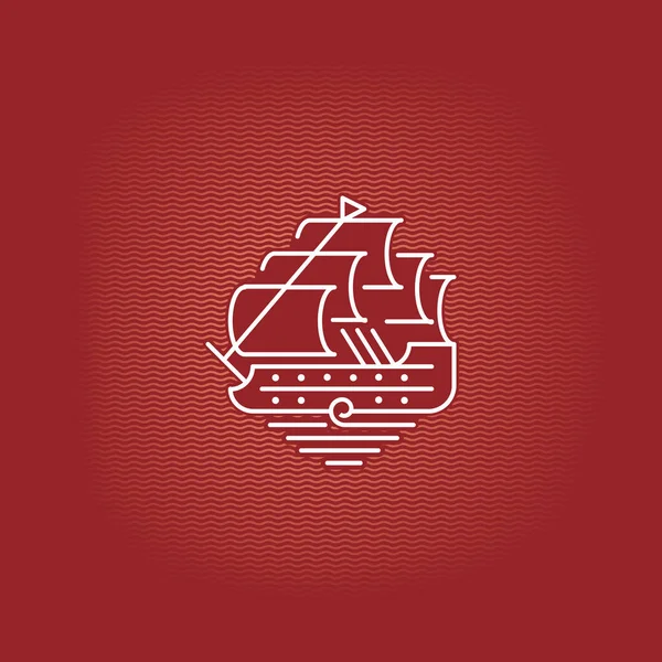 Einfaches Sail Battleship Logo — Stockvektor