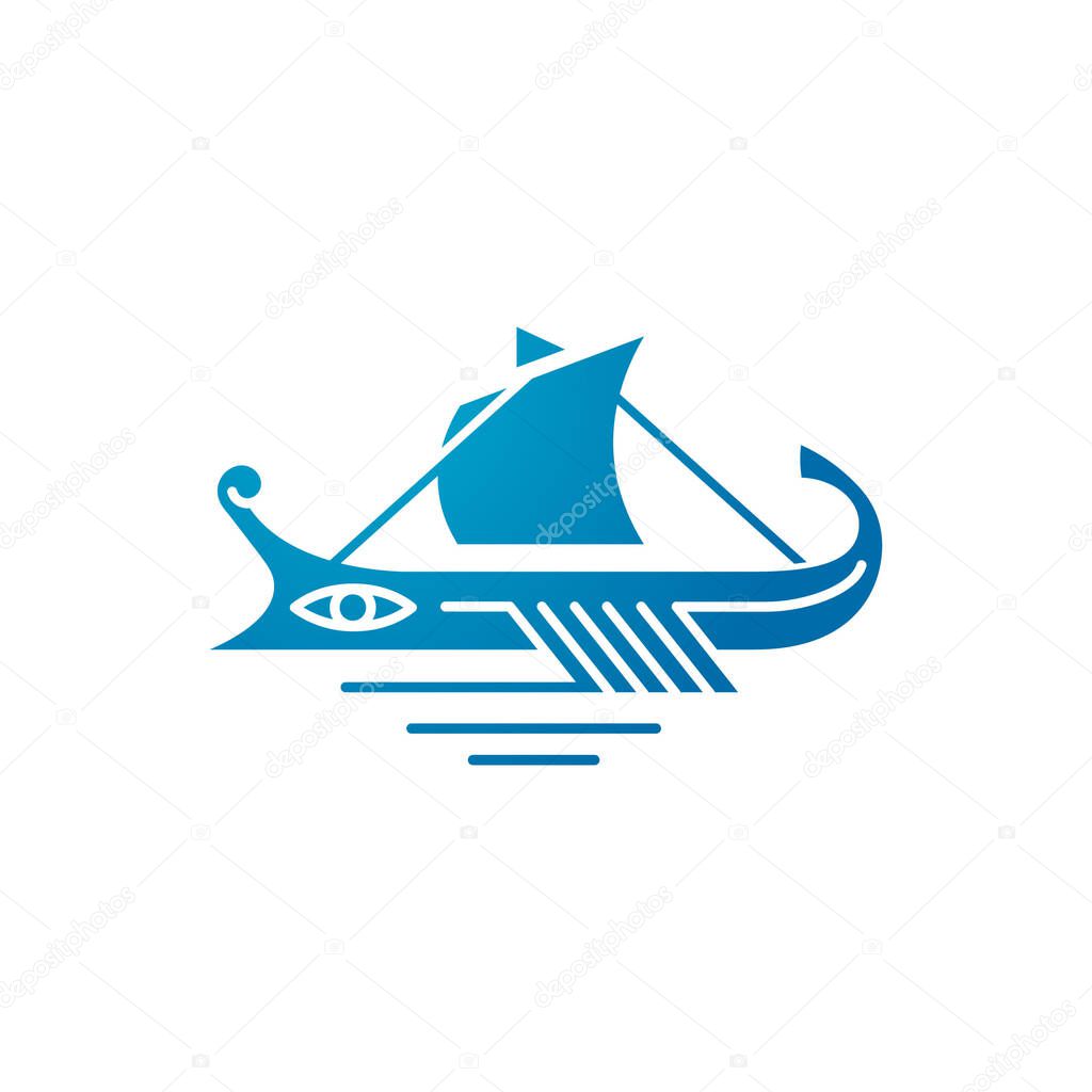 antique ship triera simple logotype