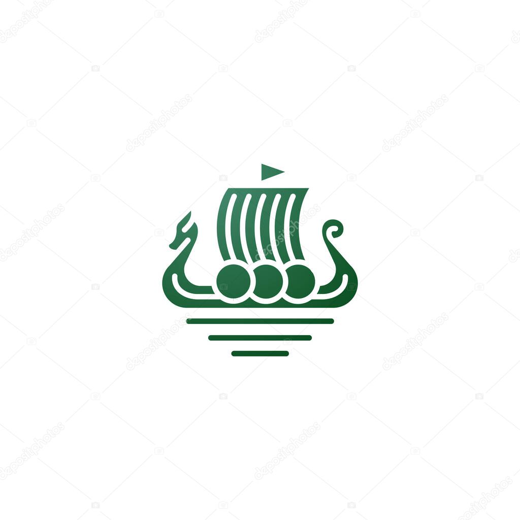 Viking sail ship drakkar simple logotype