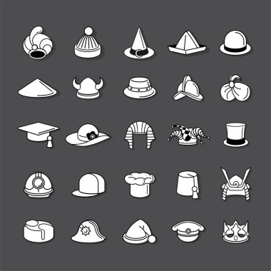 komik şapka simgesi seti