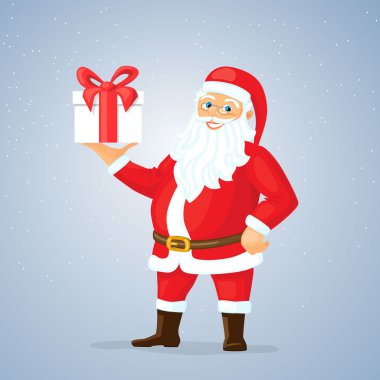 Vektör Noel Baba hediye kar taneleri kış zemin üzerine ile.