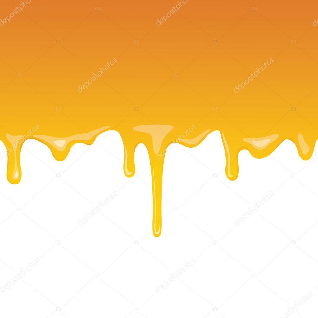 Vector dripping honey on a white background.