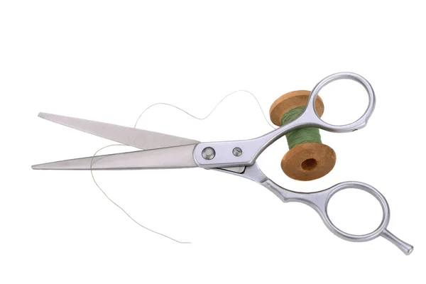 Scissors and thread pool — Stock Photo, Image