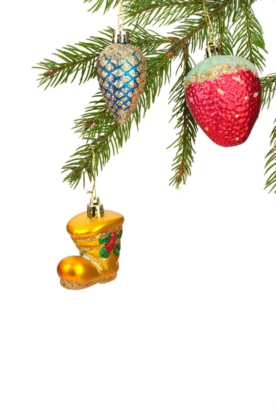 beyaz zemin üzerinde Noel oyuncaklar