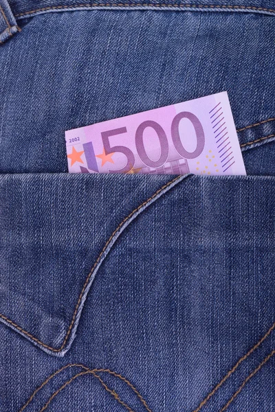 Beş yüz cebinden yapışmasını Euro — Stok fotoğraf