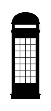 Siyah Londra telefon kulübesi. Icon English telefon kulübesi. İç mekan için. Düz vektör illüstrasyonu