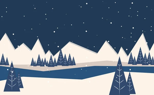 Feliz Navidad Feliz Año Nuevo Ilustración Vectorial Paisaje Natural Invernal — Vector de stock