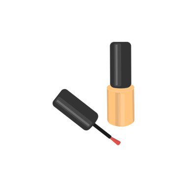 Tırnak cilası şişe afişi tasarımı. Stock vektör illüstrasyonu. Manikürcü, güzellik salonu, manikürcü, çıkartma ve sosyal medya için. Beyaz arkaplanda izole