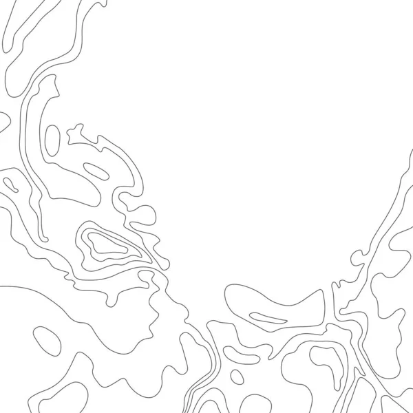 Чорна Лінія Карти Топографії Гірський Пішохід Концепція Топографічної Карти Простором — стоковий вектор