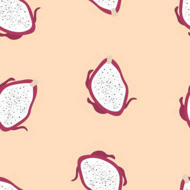 Egzotik ejderha meyvesi arka planı olan kusursuz tropikal desen. Duvar kağıtları, şablon dolguları, web sayfası arkaplanları, yüzey dokuları, tekstil için mükemmel.