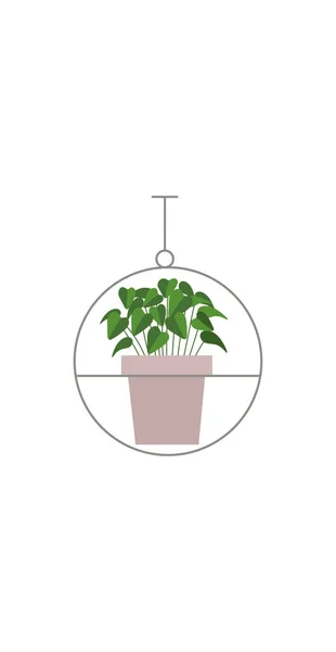 Planta Vaso Planta Verde Estilo Cartoon Ilustração Estoque Vetorial — Vetor de Stock