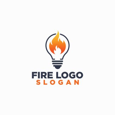 Ampul ve yangın logosu tasarım konsepti, akıllı logolar, yaratıcı simge tasarım vektörü