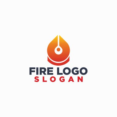 kalem ve yangın logosu kavramı, eğitim ikonu vektör tasarımı, doğa unsurları logoları