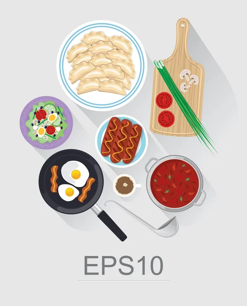 Gıda, düz tasarım, vektör çizim.