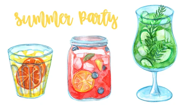 Buz, çilek, yabanmersini, ahududu, portakal, limon, nane, lavanta, karpuz, kokteyl şemsiyesi, ananas, vişne, jelibon, palmiye, flamingo ve çiçekli taze renkli limonata.