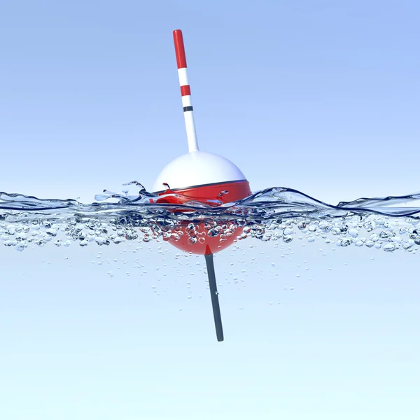 Fishing bobber on water surface — Stock Photo, Image