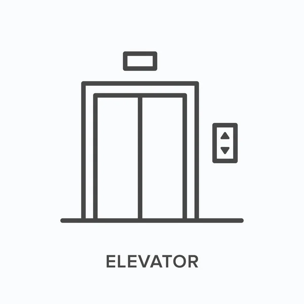 Ícone de elevador de linha plana. Desenho vetorial ilustração da porta. Pictograma linear fino preto para a construção de elevador de passageiros — Vetor de Stock