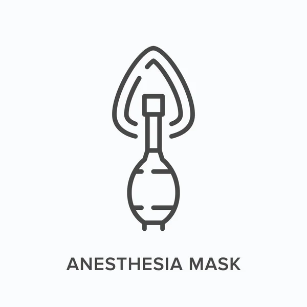 Anesthesia mask flat line icon. Vector outline illustration of respiratory device. Black thin linear pictogram for emergency help — ストックベクタ