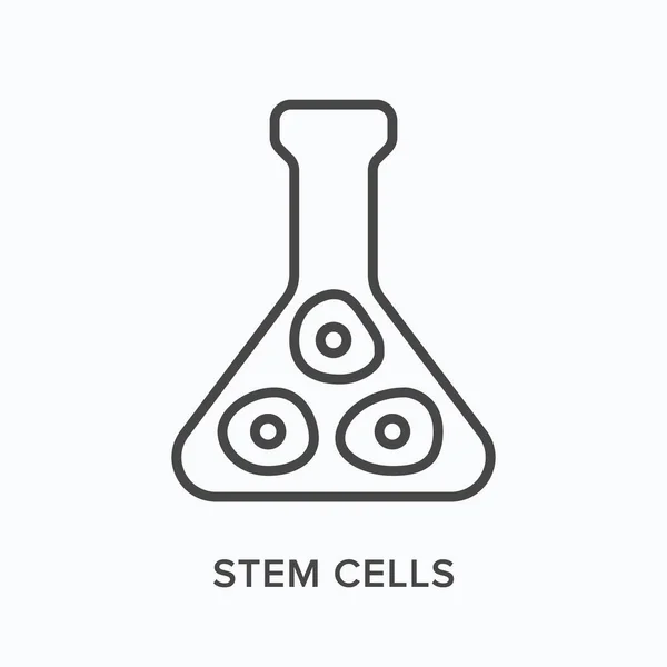 Icono de línea plana de células madre. Esquema vectorial ilustración del matraz químico. Pictograma lineal delgado negro para ciencias biológicas — Archivo Imágenes Vectoriales