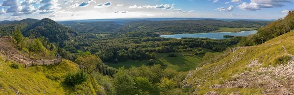 Bonlieu Franciaország 2020 Lake District Kilátás Sas Csúcsról — Stock Fotó