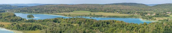 Chaux Dombief Frankrike 2020 Utsikt Från Belvedere För Sjöar — Stockfoto