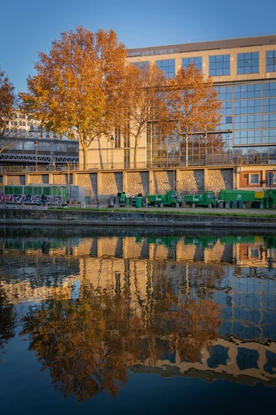 París Francia 2019 Vista Del Canal Ourcq Desde Puente Elevador — Foto de Stock