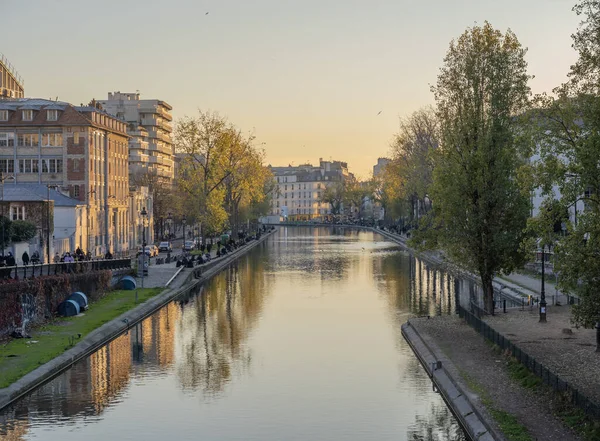 Paris France 2019 View Canal Saint Martin Sunset — Stock Photo, Image