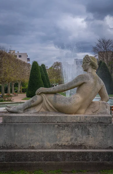 Asnieres Sur Seine Francia 2021 Square Joffre Marshal Primer Plano — Foto de Stock