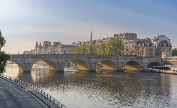 Paryż Francja 2021 Panoramiczny Widok Pont Neuf Ile Cite Quai — Zdjęcie stockowe