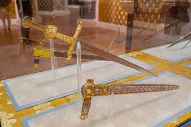 Versailles, France - 19 05 2021: Castle of Versailles. Coronation sword and its scabbard clipart