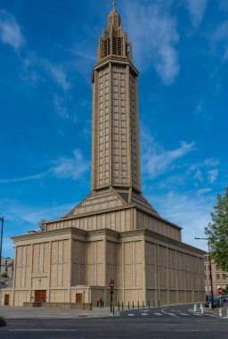 Le Havre, Fransa - 05: 30 2019: St. Joseph Katolik Kilisesi