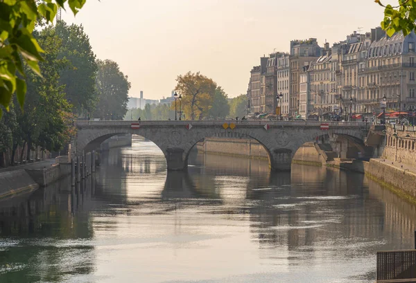 Paryż Francja 2021 Panoramiczny Widok Most Saint Michel Ile Cite — Zdjęcie stockowe