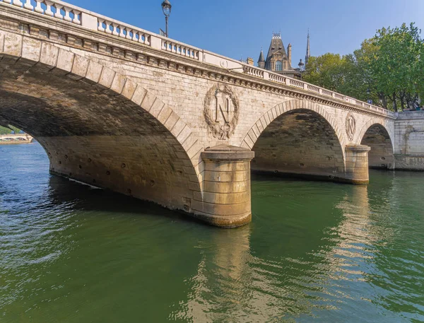 Paris França 2021 Vista Panorâmica Ponte Saint Michel Partir Quai — Fotografia de Stock