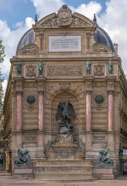 Paris France 2021 Quartier Latin Fontaine Saint Michel Lutte Bien — Photo